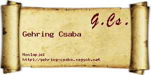 Gehring Csaba névjegykártya
